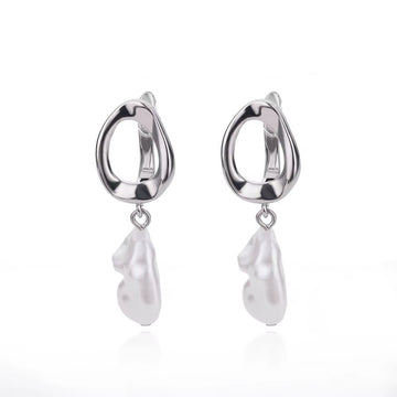 Circle Earrings for Women Vintage Punk Baroque Pearl Earrings Stainless Steel Ear Clip Women Jewelry Imitation Pearl Gift Mujer