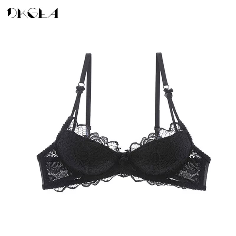 Comfortable Thin Cotton Women Underwear White Sexy Bra plus Size C D Cup Embroidery Brassiere Push up Bras Lace Lingerie Black