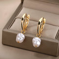 Circle Earrings for Women Vintage Punk Baroque Pearl Earrings Stainless Steel Ear Clip Women Jewelry Imitation Pearl Gift Mujer