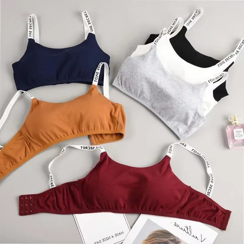 Sexy Seamless Detachable Padded Sling Cotton Bra Casual Letter Printing Bra without Steel Ring Fitness Breathable Ladies Bra