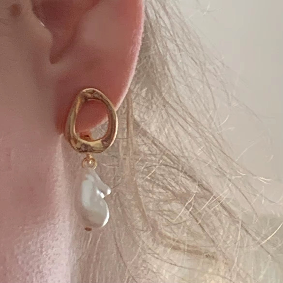 Circle Earrings for Women Vintage Punk Baroque Pearl Earrings Stainless Steel Ear Clip Women Jewelry Imitation Pearl Gift Mujer
