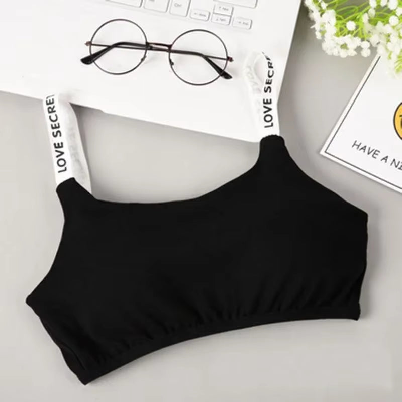 Sexy Seamless Detachable Padded Sling Cotton Bra Casual Letter Printing Bra without Steel Ring Fitness Breathable Ladies Bra
