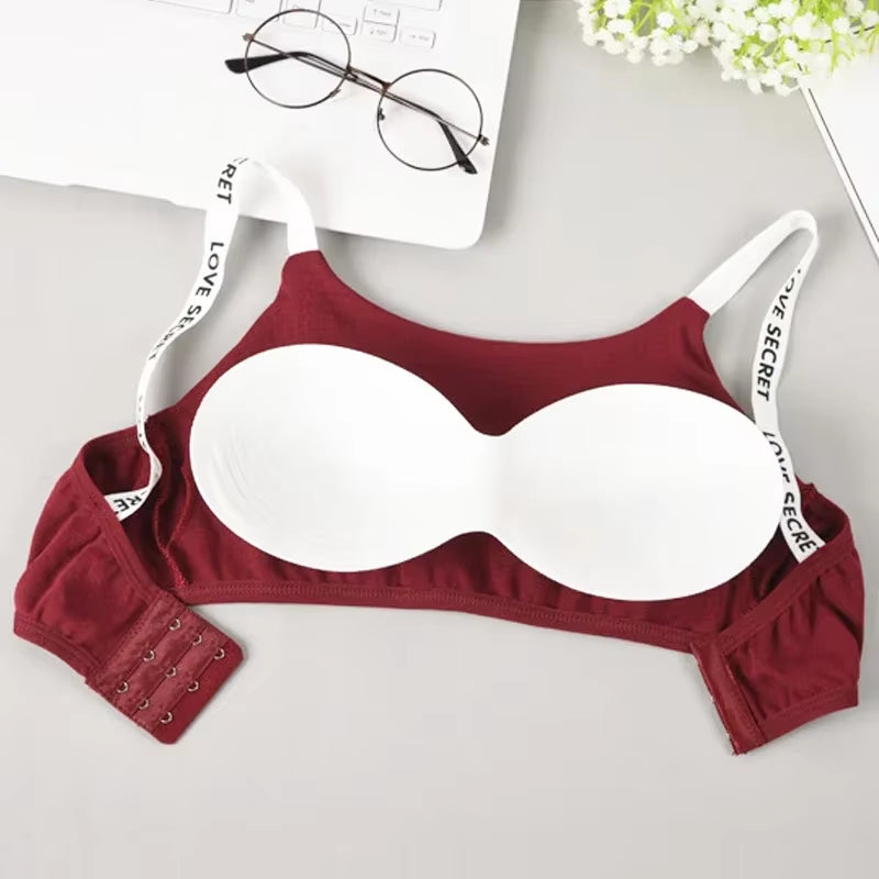 Sexy Seamless Detachable Padded Sling Cotton Bra Casual Letter Printing Bra without Steel Ring Fitness Breathable Ladies Bra