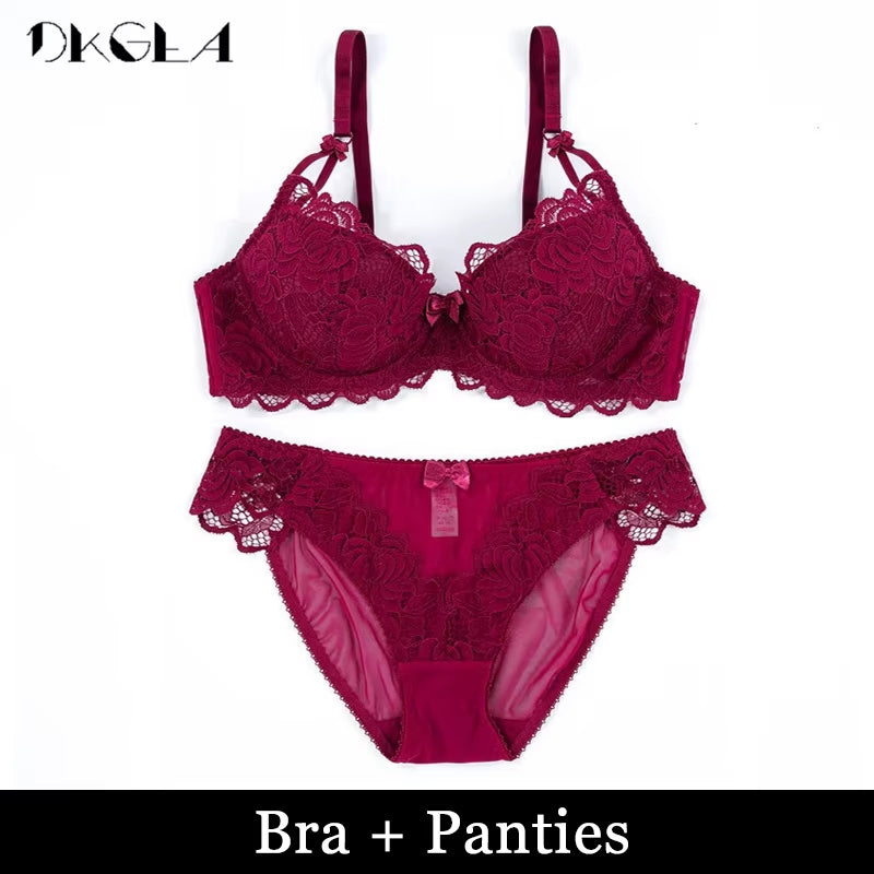 Comfortable Thin Cotton Women Underwear White Sexy Bra plus Size C D Cup Embroidery Brassiere Push up Bras Lace Lingerie Black