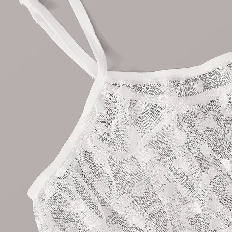 Sexy Ladies Bra Sets Polka Dot Mesh Sexy Lingerie Comfortable Thin Bra and Panty Set Ruffles Transparent Women'S Underwear Panty