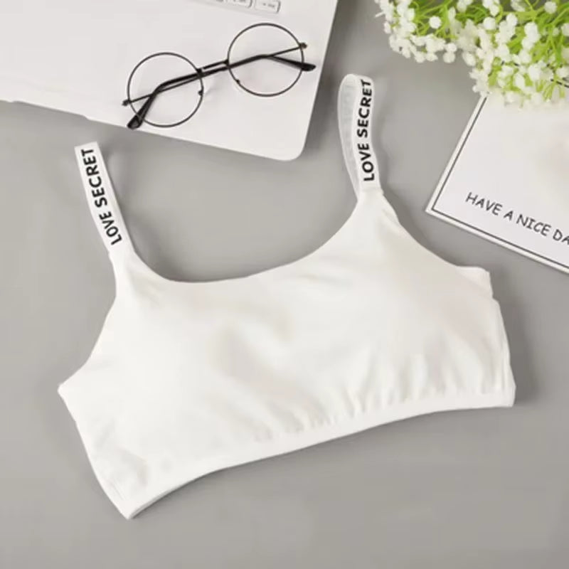 Sexy Seamless Detachable Padded Sling Cotton Bra Casual Letter Printing Bra without Steel Ring Fitness Breathable Ladies Bra