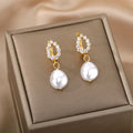 Circle Earrings for Women Vintage Punk Baroque Pearl Earrings Stainless Steel Ear Clip Women Jewelry Imitation Pearl Gift Mujer