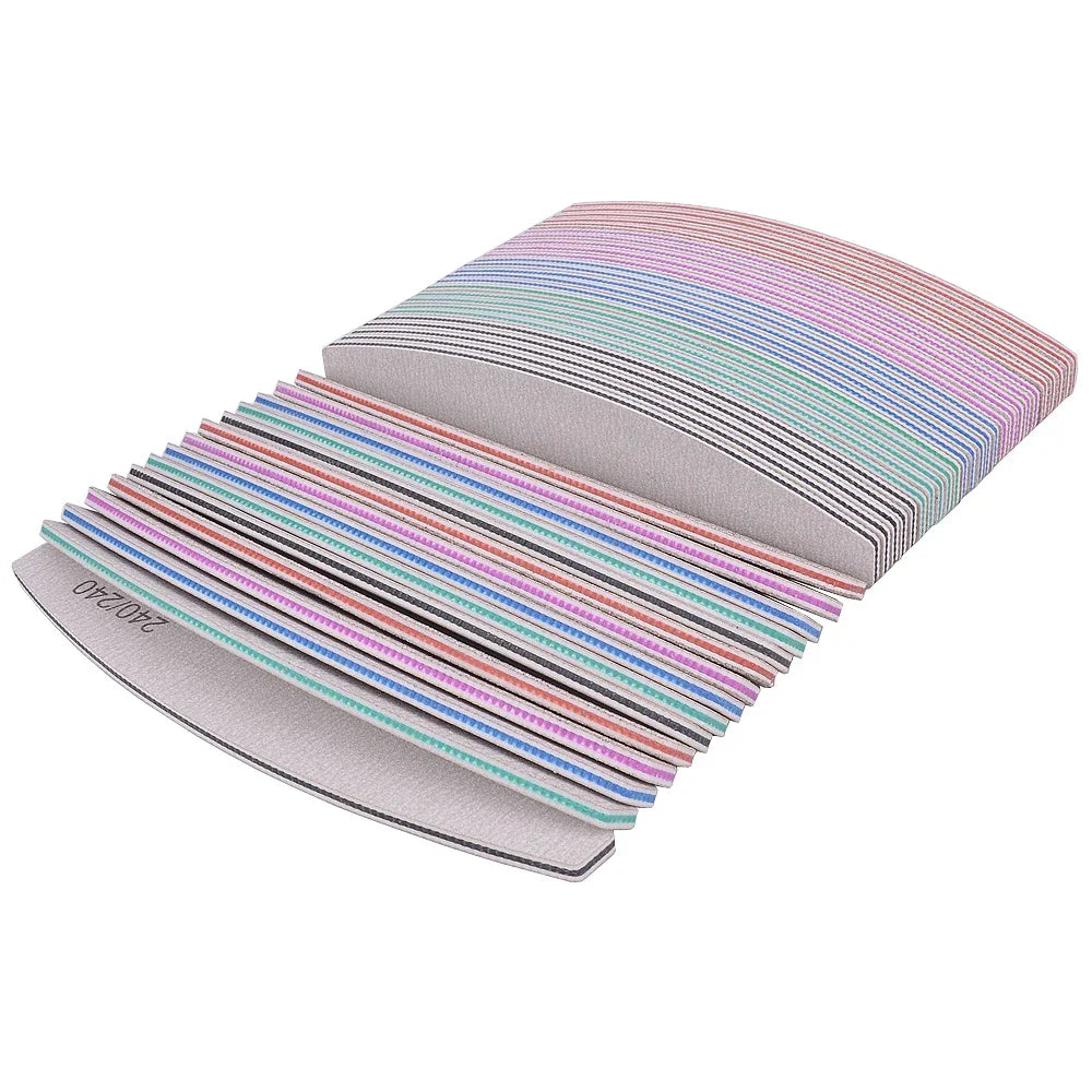 5/10Pcs Professional Nail File Set (150/180 Grit Half‑Moon Sandpaper Files)