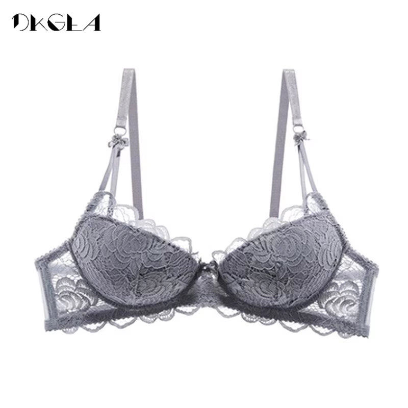 Comfortable Thin Cotton Women Underwear White Sexy Bra plus Size C D Cup Embroidery Brassiere Push up Bras Lace Lingerie Black