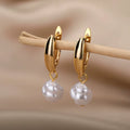 Circle Earrings for Women Vintage Punk Baroque Pearl Earrings Stainless Steel Ear Clip Women Jewelry Imitation Pearl Gift Mujer