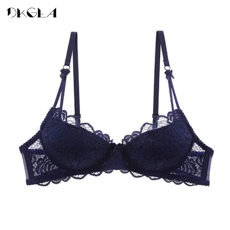 Comfortable Thin Cotton Women Underwear White Sexy Bra plus Size C D Cup Embroidery Brassiere Push up Bras Lace Lingerie Black