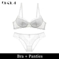 Comfortable Thin Cotton Women Underwear White Sexy Bra plus Size C D Cup Embroidery Brassiere Push up Bras Lace Lingerie Black