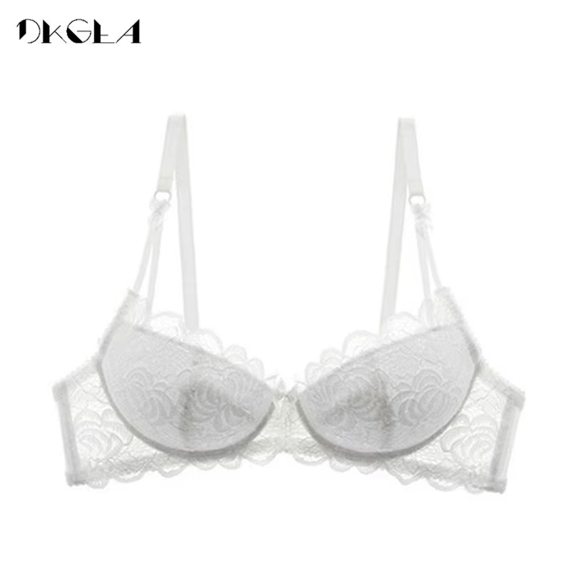 Comfortable Thin Cotton Women Underwear White Sexy Bra plus Size C D Cup Embroidery Brassiere Push up Bras Lace Lingerie Black