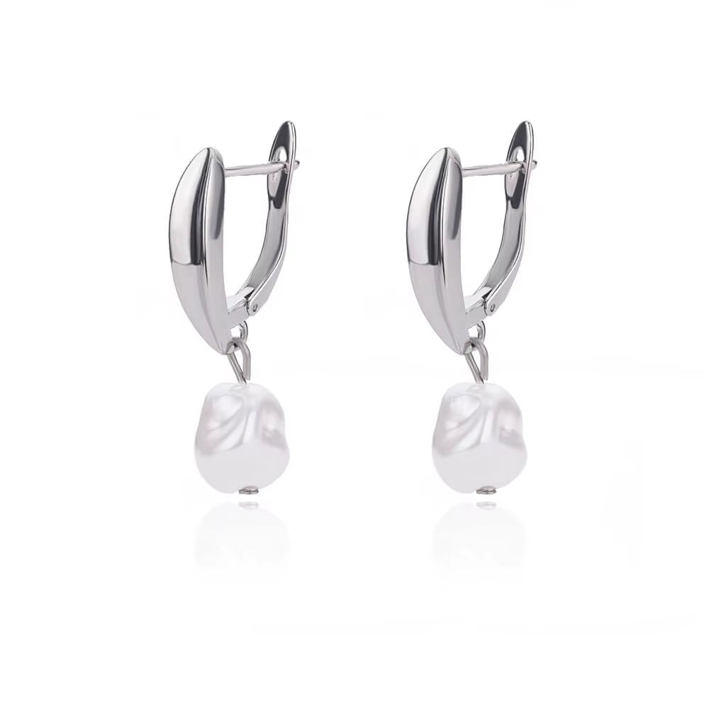 Circle Earrings for Women Vintage Punk Baroque Pearl Earrings Stainless Steel Ear Clip Women Jewelry Imitation Pearl Gift Mujer