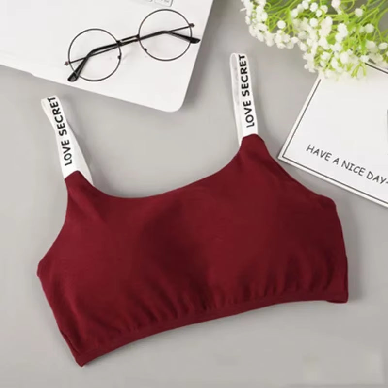 Sexy Seamless Detachable Padded Sling Cotton Bra Casual Letter Printing Bra without Steel Ring Fitness Breathable Ladies Bra